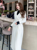 Ανοιξιάτικο γυναικείο αντιανεμικό 2022 Classic OL Κομψό μακρύ σακάκι λευκό μεταλλικό κουμπί με διπλό στήθος Jaqueta Feminina Office Street