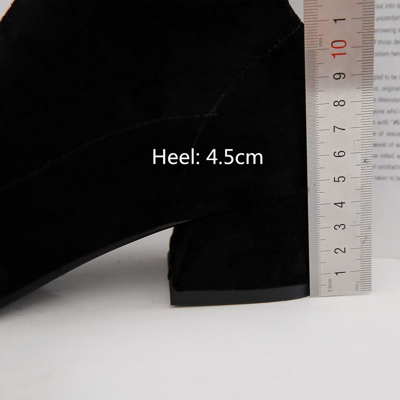 Sieviešu puszābaki 2022. gada rudens ziemas, pievelkams vidēja papēža kvadrātveida purngals, elastīgs ganāmpulks, ikdienas zābaki, sieviešu apavi, liela izmēra 42 43