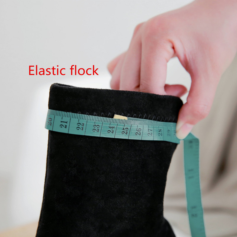 Sieviešu puszābaki 2022. gada rudens ziemas, pievelkams vidēja papēža kvadrātveida purngals, elastīgs ganāmpulks, ikdienas zābaki, sieviešu apavi, liela izmēra 42 43