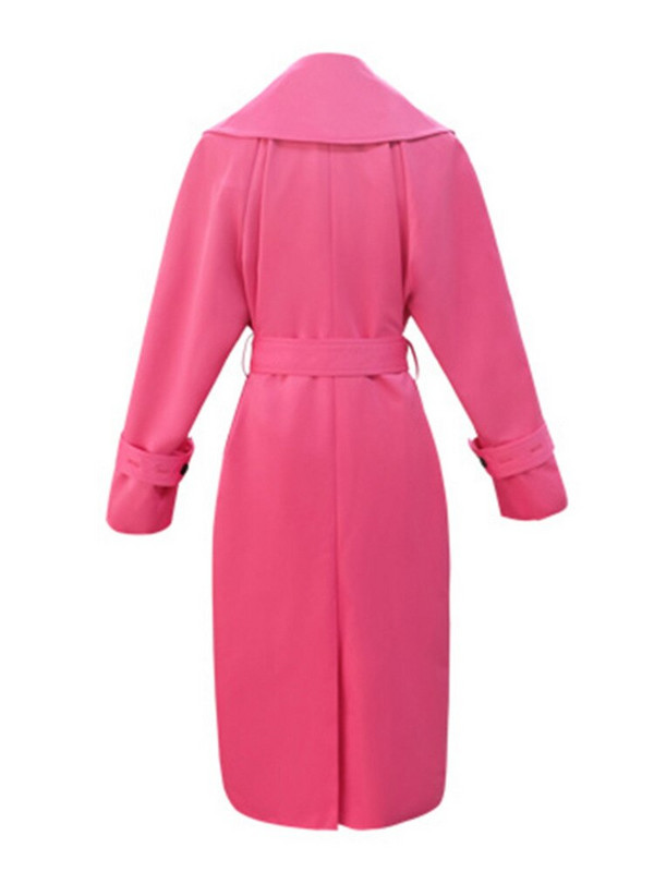 DEAT sieviešu rozā dubultpogu tranšeja ar vērtnēm atloks ar garām piedurknēm biroja sieviešu stila mētelis 2022. gada jauna rudens mode 15JK722