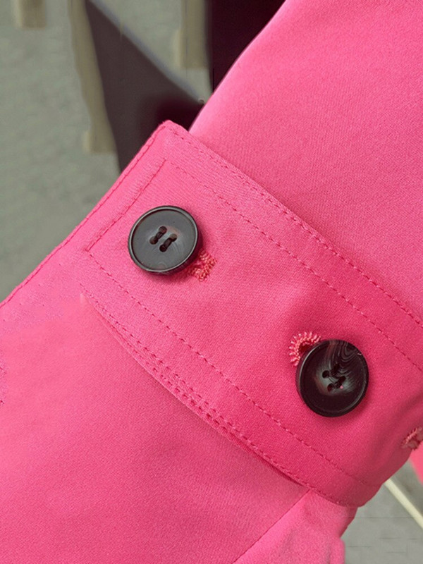 DEAT sieviešu rozā dubultpogu tranšeja ar vērtnēm atloks ar garām piedurknēm biroja sieviešu stila mētelis 2022. gada jauna rudens mode 15JK722