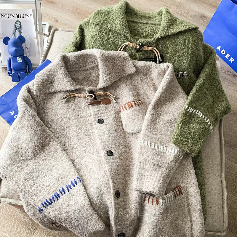 ADER ERROR 21 φθινόπωρο και χειμώνα νέα κορεάτικη έκδοση του απλού πέτο 1:1 patch κέντημα χαλαρό πλεκτό παλτό unisex