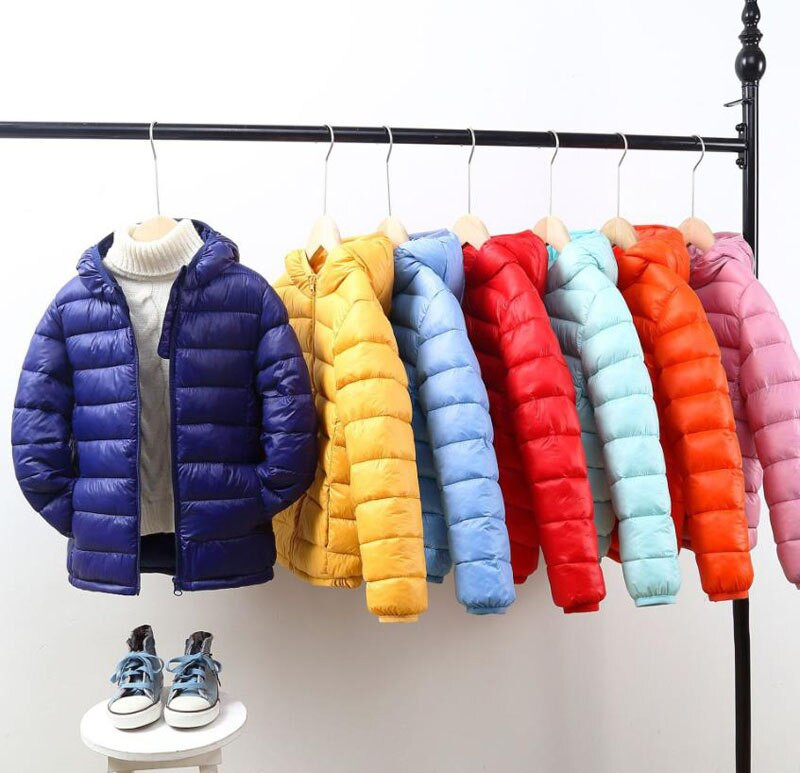 Ζεστά φθινοπωρινά χειμωνιάτικα παιδικά μπουφάν με κουκούλα για κορίτσια Καραμέλα Χρώμα ζεστά παιδικά πουπουλένια παλτό για αγόρια 3-14 ετών Εξωτερικά ρούχα
