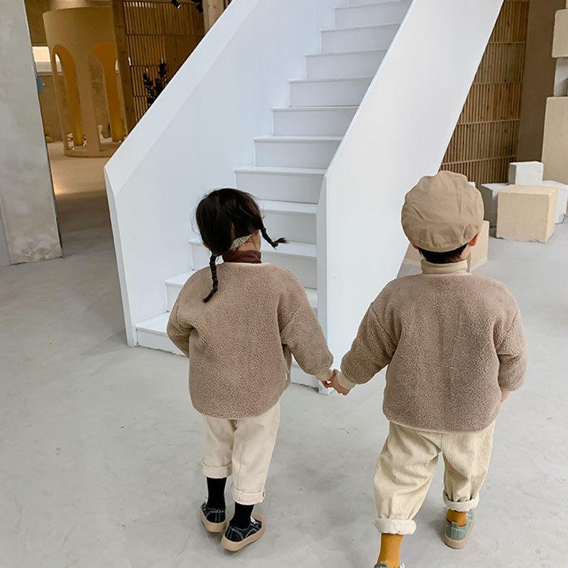 Dječja pamučna podstavljena jakna Odjeća za dječake i djevojčice Bebi paperjasta pamučna unutarnja podstava Dvostrana odjeća Plus topli kardigan od baršuna