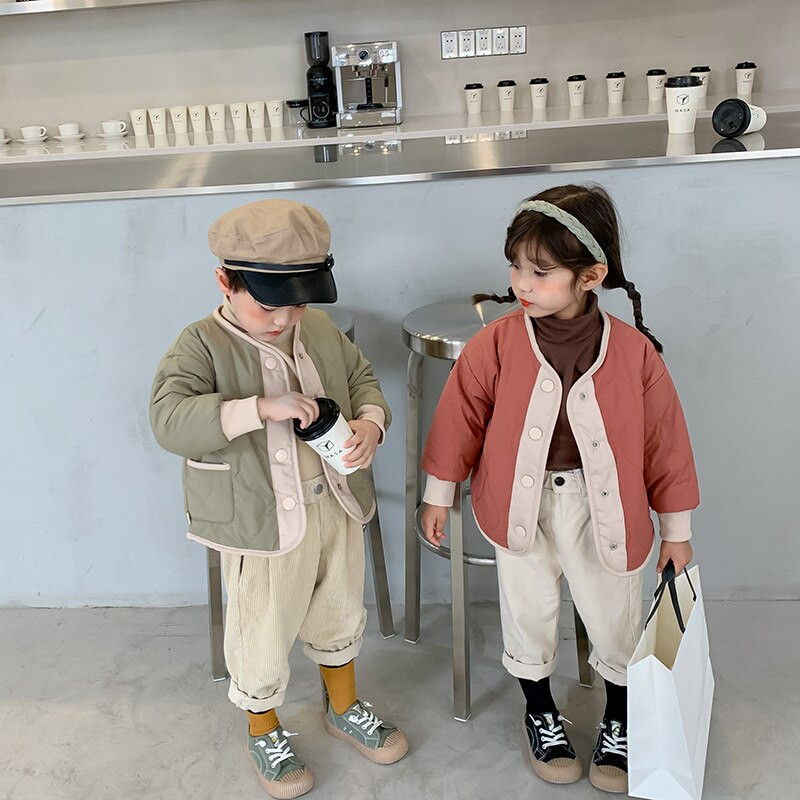 Dječja pamučna podstavljena jakna Odjeća za dječake i djevojčice Bebi paperjasta pamučna unutarnja podstava Dvostrana odjeća Plus topli kardigan od baršuna