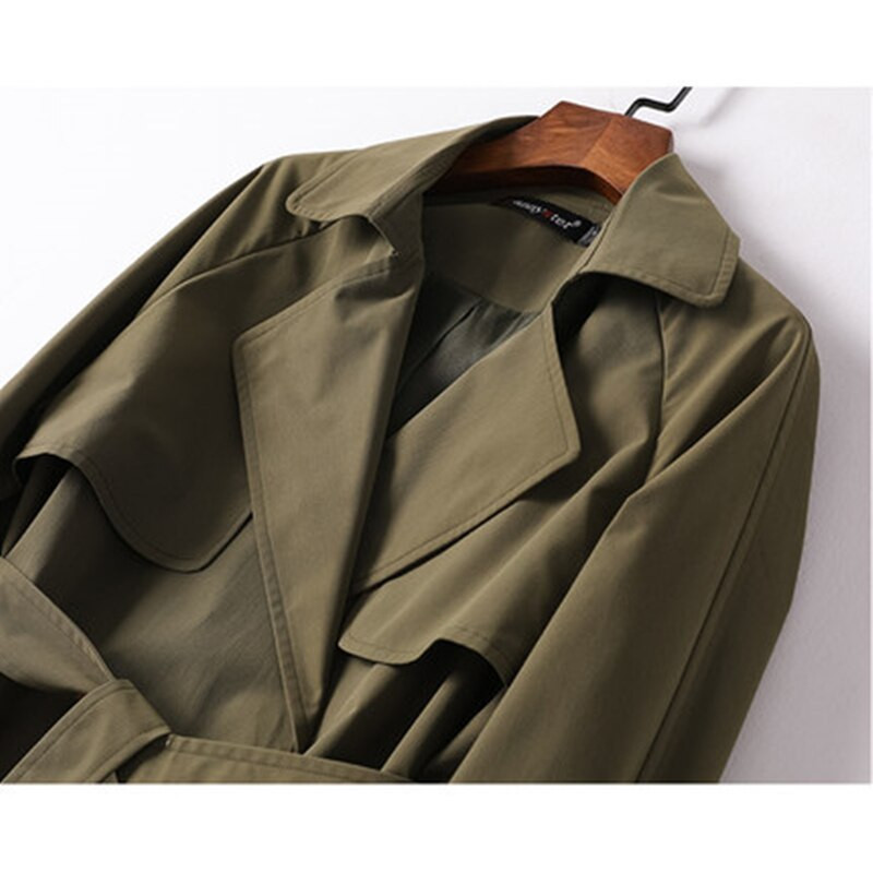 Ανοιξιάτικα Ρούχα 2022 Νέα Γυναικεία Κορεάτικη Έκδοση Μόδα Φαρδιά Μεσαίου Μακρύ Στρατιωτικό Πράσινο Ανοιξιάτικο παλτό Γυναικεία αντιανεμική εμφάνιση