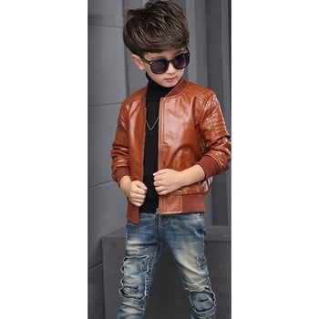 Fashion Boy Outerwear New Spring Autumn Boy PU Jacket Παιδικό Ζεστό παλτό Simier Για Παλτό για αγόρι