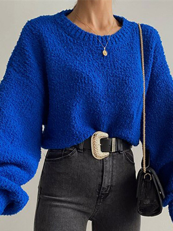 Κοντό Πλεκτό Πουλόβερ με λαιμόκοψη O 2022 Ψηλόμεση Λεπτό Ελαστικό Γυναικείο Φθινοπωρινό Χειμώνα Χοντρό Ζεστό Γυναικείο Μασίφ πουλόβερ