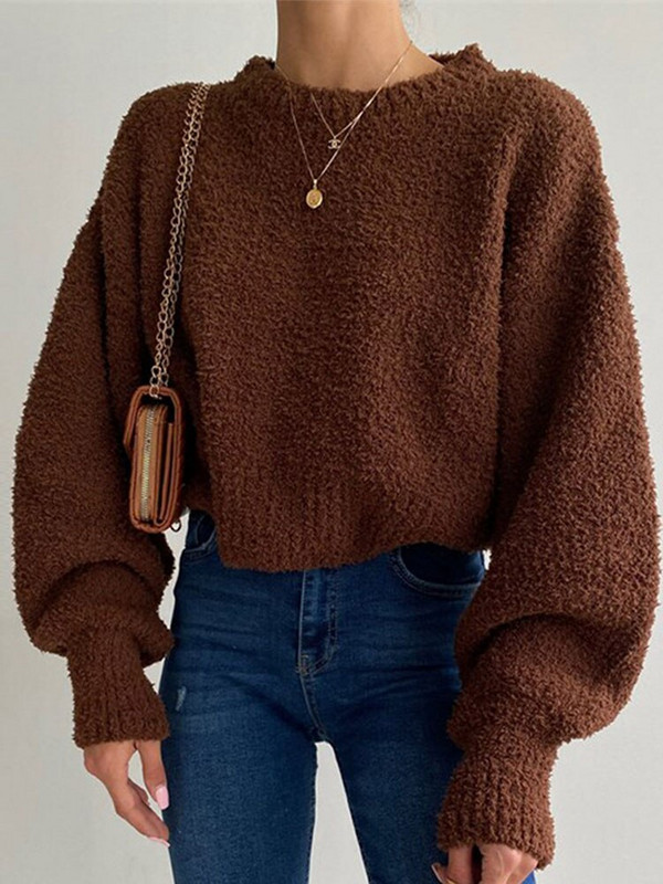 Κοντό Πλεκτό Πουλόβερ με λαιμόκοψη O 2022 Ψηλόμεση Λεπτό Ελαστικό Γυναικείο Φθινοπωρινό Χειμώνα Χοντρό Ζεστό Γυναικείο Μασίφ πουλόβερ