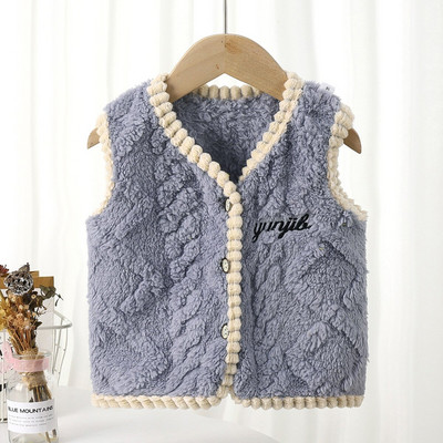 Meitene Zēns 2-8G Bērnu Veste Jaciņa Unisex Vestes Vestes Bērnu Flaneļa Biezinātas Mājas Apģērbs Mazu bērnu Meiteņu Ziemas Apģērbi