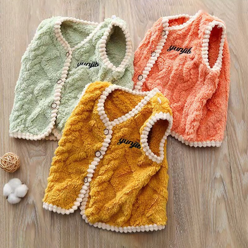 Meitene Zēns 2-8G Bērnu Veste Jaciņa Unisex Vestes Vestes Bērnu Flaneļa Biezinātas Mājas Apģērbs Mazu bērnu Meiteņu Ziemas Apģērbi