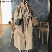 Ženski trenč kaput Univerzalni 3XL široki jednobojni dugi kaputi Chic Elegant Ležerna ulična odjeća Korejski stil Moda Harajuku Retro