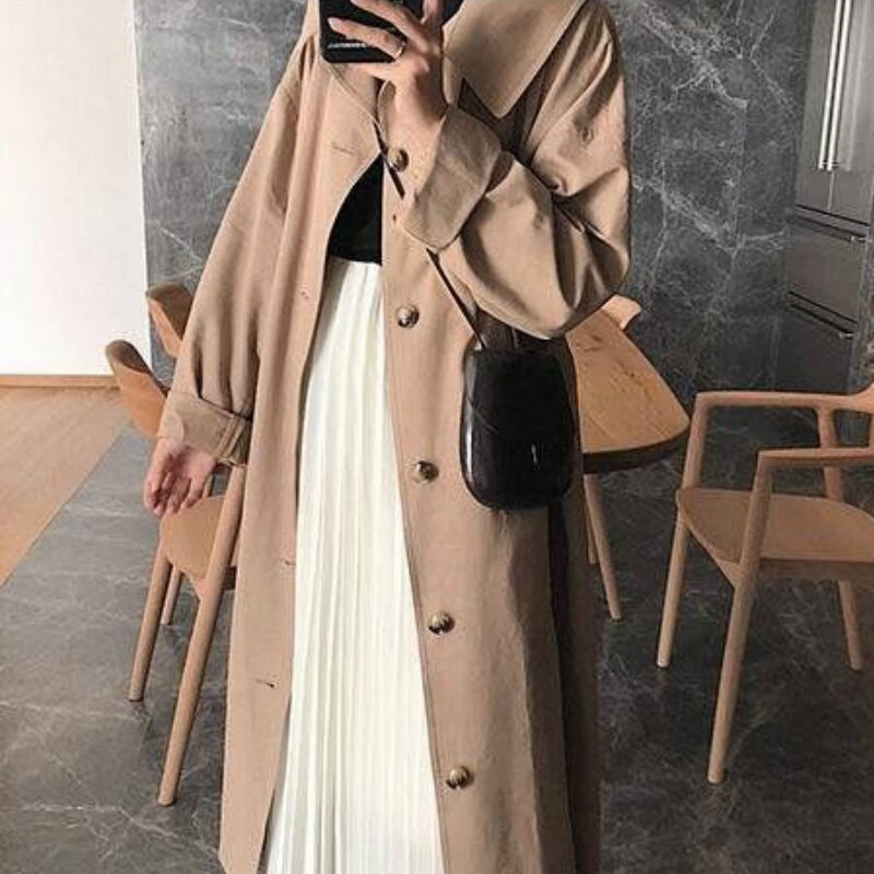 Ženski trenč kaput Univerzalni 3XL široki jednobojni dugi kaputi Chic Elegant Ležerna ulična odjeća Korejski stil Moda Harajuku Retro