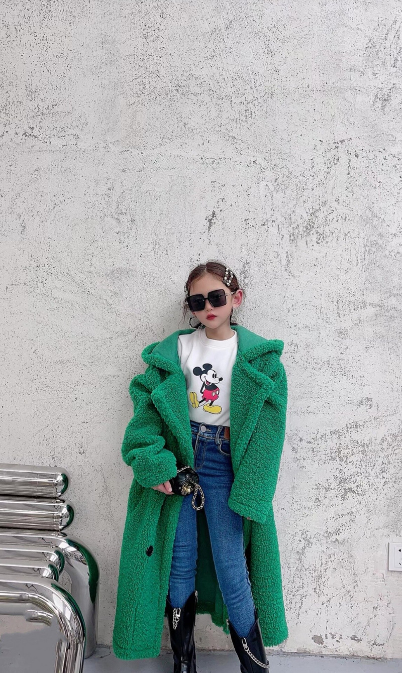 Κορίτσια Faux Fur Μακρύ παλτό Winter Thicken Ζεστό Μόδα Παιδικά Εξωτερικά Ενδύματα 5 6 8 10 12 ετών