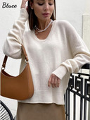 Γυναικεία πουλόβερ βασικού λαιμού 2022 Κομψά πλεκτά πουλόβερ σταθερής αισθητικής Φθινοπωρινό Χειμώνα Ζεστά Γυναικεία Vintage πλεκτά