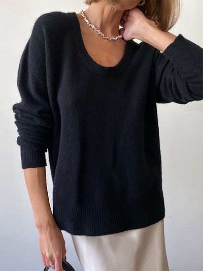 Γυναικεία πουλόβερ βασικού λαιμού 2022 Κομψά πλεκτά πουλόβερ σταθερής αισθητικής Φθινοπωρινό Χειμώνα Ζεστά Γυναικεία Vintage πλεκτά