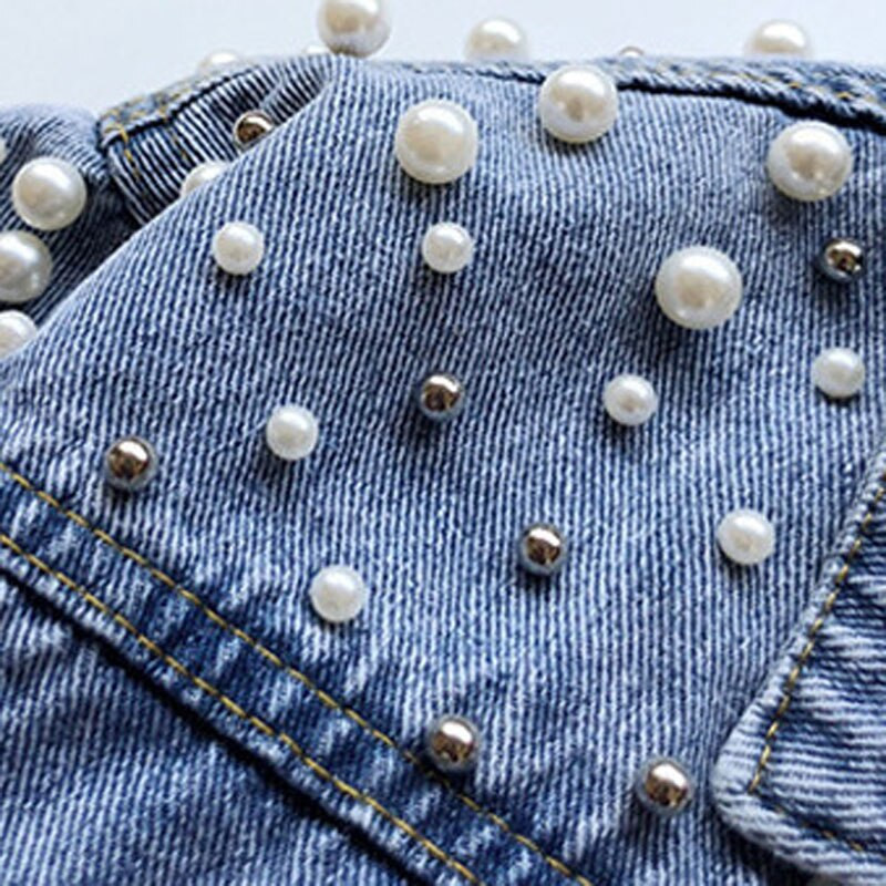 Τζιν μπουφάν για κορίτσια άνοιξη και φθινόπωρο 2022 Κορεάτικο Κορεάτικο Φθινόπωρο Νέο φαρδύ μακρυμάνικο γλυκό μαργαριτάρι με κουμπιά ζακέτα
