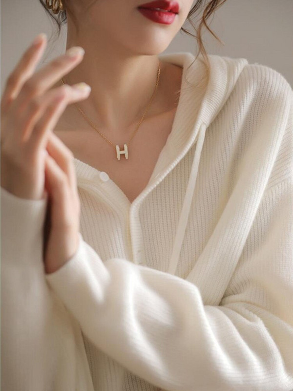 Γυναικείο πουλόβερ με λευκή κουκούλα Φθινοπωρινό Χειμωνιάτικο Νέο Πουλόβερ από 100% καθαρό μαλλί Κορεατική μόδα Χαλαρά πλεκτά μπλουζάκια για γυναίκες