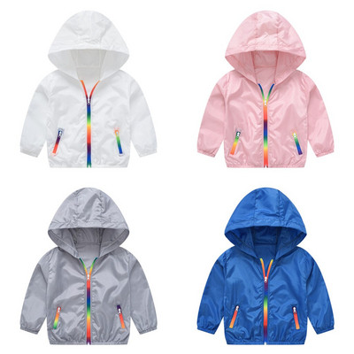 2021 Νέα παιδικά ρούχα με κουκούλα αντηλιακή προστασία Καλοκαίρι Φθινόπωρο Βρεφικά αγόρια Κορίτσια Ταξιδέψτε λεπτό παλτό Παιδικό μπουφάν για παραλία