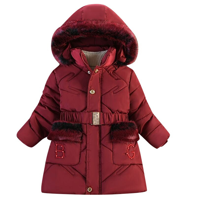 2022 téli új gyerek pamut párnázott ruha lányoknak egyszínű középhosszú magas gallérú kabát lány vastagított meleg co