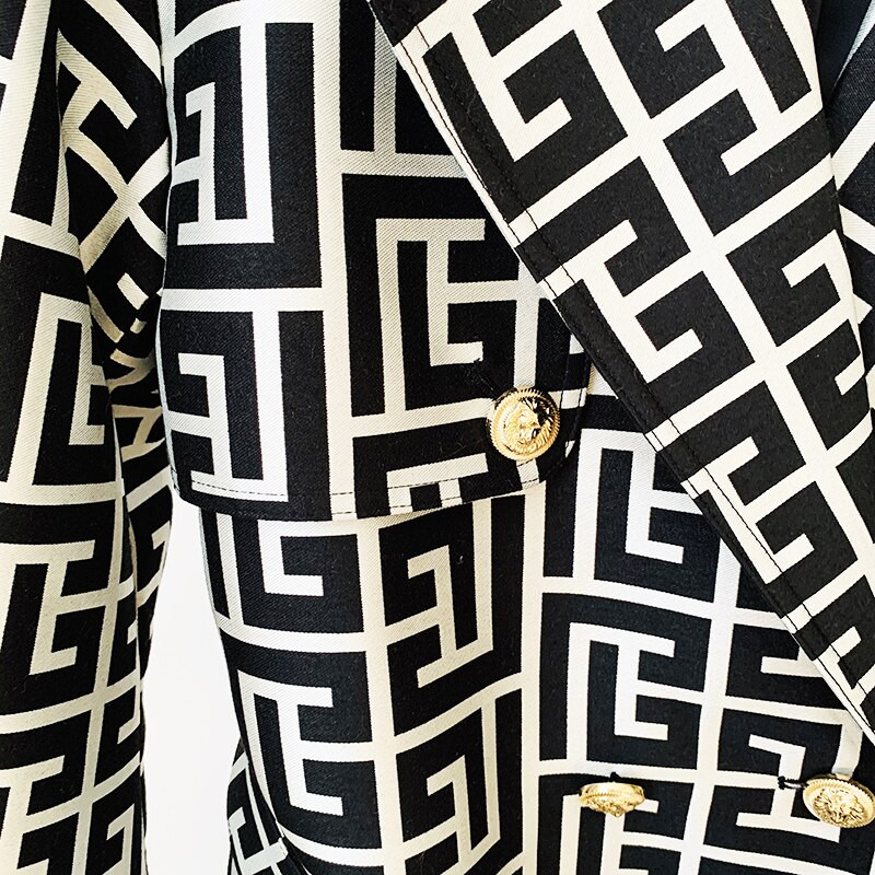 2022, cel mai nou design, haină cu nasturi, cu leu, de înaltă calitate, pentru femei, haină jacquard cu brâu cu monogramă geometrică