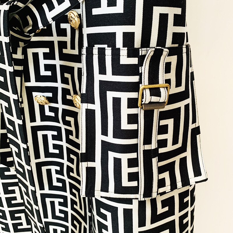 2022, cel mai nou design, haină cu nasturi, cu leu, de înaltă calitate, pentru femei, haină jacquard cu brâu cu monogramă geometrică