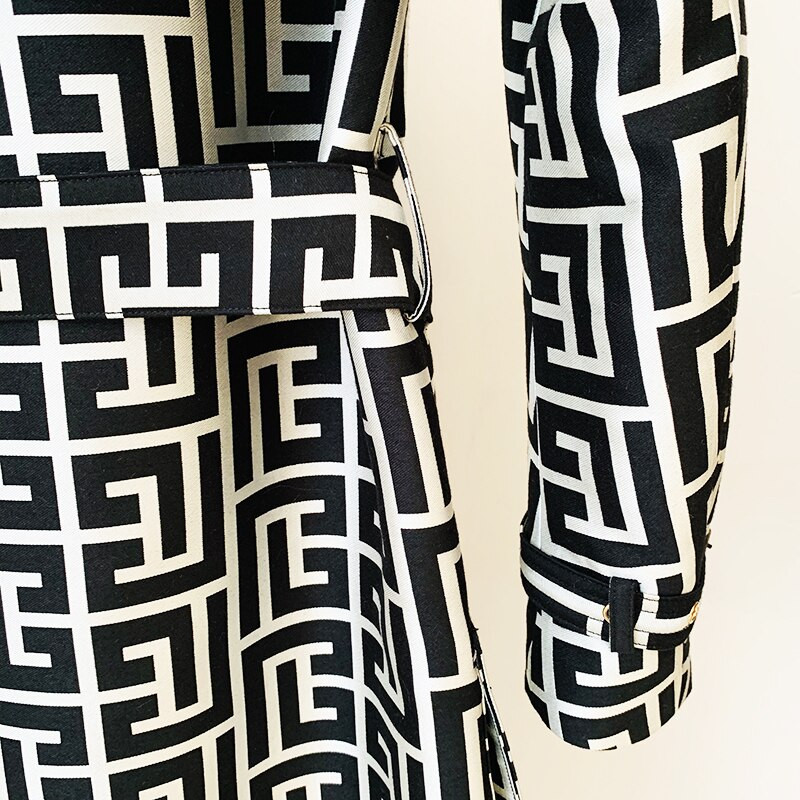 2022, cel mai nou design, haină cu nasturi, cu leu, de înaltă calitate, pentru femei, haină jacquard cu brâu cu monogramă geometrică