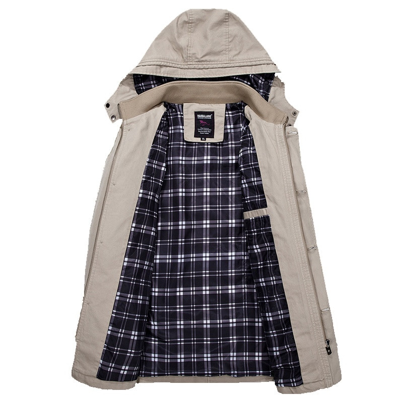 Καμπαρντίνες Μακρύ πέτο Windbreaker Casual Jacket Ανδρικό Ανοιξιάτικο Φθινόπωρο Βαμβακερά Ανδρικά Ρούχα Ανδρικά Μπουφάν με κουκούλα μονόχρωμο