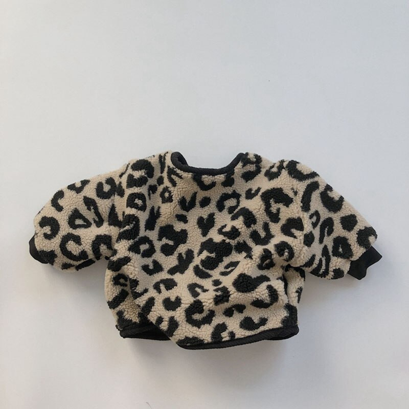 1-7T νήπιο Παιδί μωρό αγόρια κορίτσια Χειμώνας Clohtes Μπουφάν λεοπάρ στάμπα Μόδα Fleece Ζεστό παλτό Χαριτωμένα γλυκά ρούχα για βρέφη