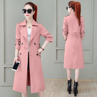 Καμπαρντίνα Γυναικεία Νέα Ανοιξιάτικα Φθινοπωρινά Ρούχα Κορεατικά με διπλό στήθος μακριά αντιανεμικά γυναικεία πανωφόρια Gabardina Mujer 3XL