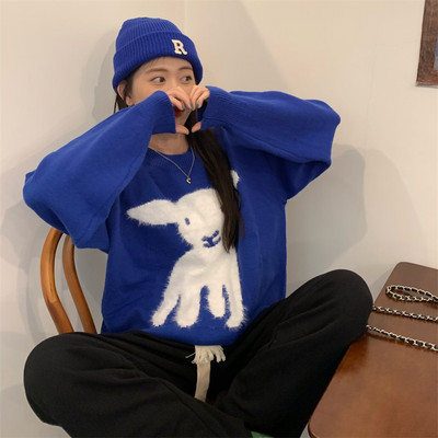 2022. Labavi podstavljeni mali ovčiji pulover Jesen Zima Široki podebljani pleteni džemper Top Modni ženski vintage pleteni pulover