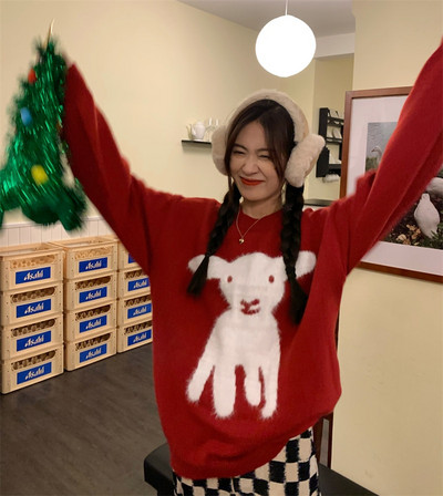 2022. Labavi podstavljeni mali ovčiji pulover Jesen Zima Široki podebljani pleteni džemper Top Modni ženski vintage pleteni pulover