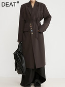 DEAT Fashion sieviešu uzrakts mētelis jostas plecu spilventiņi krāsaina poga ar garām piedurknēm taisna vējjaka sievietēm 2022. gada rudens Jauns 17A3030