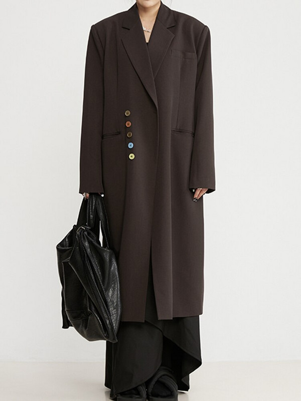 DEAT Fashion sieviešu uzrakts mētelis jostas plecu spilventiņi krāsaina poga ar garām piedurknēm taisna vējjaka sievietēm 2022. gada rudens Jauns 17A3030