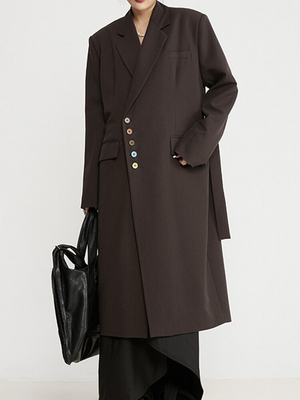 DEAT Fashion sieviešu uzrakts mētelis jostas plecu spilventiņi krāsaina poga ar garām piedurknēm taisna vējjaka sievietēm 2022. gada rudens Jauns 17A3030