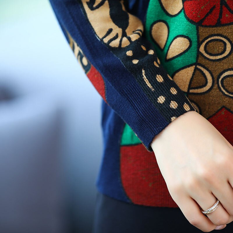 YISU Pavasara Rudens Vilnas Džemperis Džemperis ar O veida Kaklu Karikatūra Apdrukas topi ar garām piedurknēm Sieviešu ikdienas Trikotāžas džemperis Sieviešu apģērbs