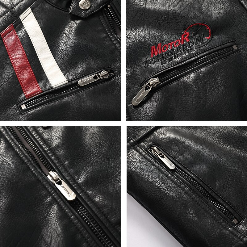 Muška motoristička jakna 2022. Jesen Zima Nove muške jakne od umjetne PU kože Ležerne jakne s vezom Bikerski kaput Muška flis jakna s patentnim zatvaračem