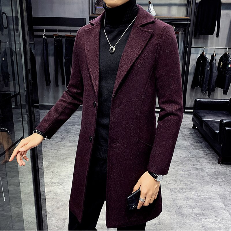 Muške debele mješavine vune Trench dugi ležerni kaputi Modni topli kaput s ovratnikom na preklop, velika veličina 5XL Muška uska vjetrovka