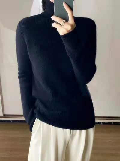 Ženski pulover od kašmira s visokim ovratnikom Lazy Jesen Zima Novi vuneni pleteni pulover Ženski pulover s ovratnikom