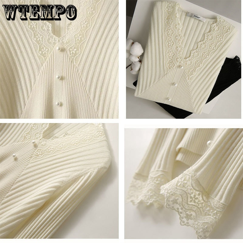 V formos kaklo nėrinių mezgimo atsargumo mašina megztinis Universalus viršutinis moteriškas pavasario ir rudens plonas didmeninė prekyba