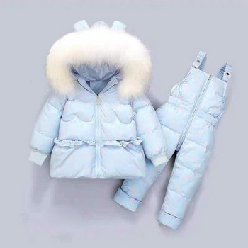 Χειμερινό παιδικό σετ ρούχων 2 τμχ Κοριτσίστικο πουπουλένιο μπουφάν 2022 Νέα παιδική φόρμα με χιονοστιβάδα για παιδιά