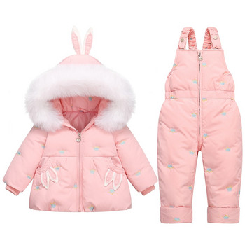Χειμερινό παιδικό σετ ρούχων 2 τμχ Κοριτσίστικο πουπουλένιο μπουφάν 2022 Νέα παιδική φόρμα με χιονοστιβάδα για παιδιά