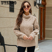 Zaokrenuti džemper s dolčevitom Zimski pulover Pleteni džemper s dugim rukavima veće veličine, isporuka u paketu