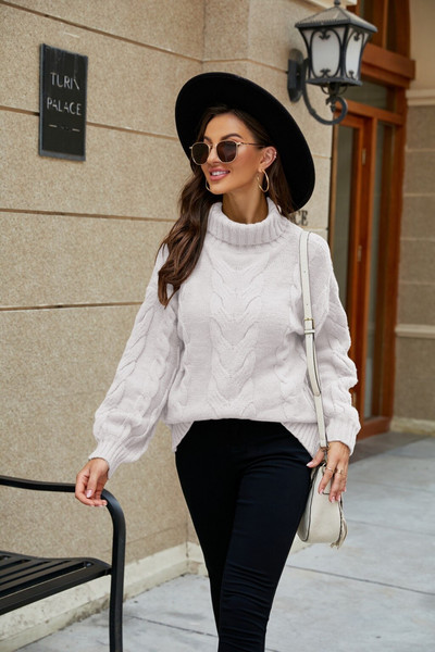 Zaokrenuti džemper s dolčevitom Zimski pulover Pleteni džemper s dugim rukavima veće veličine, isporuka u paketu