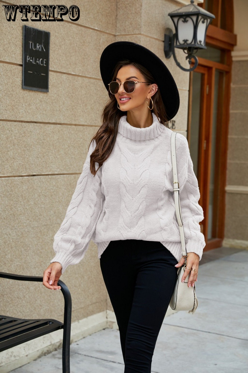 Zaokrenuti džemper s dolčevitom Zimski pulover Pleteni džemper s dugim rukavima veće veličine, isporuka u paketu