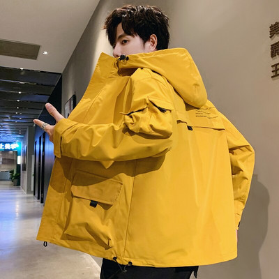 Pavasara rudens ikdienas jaka Vīriešu ar kapuci Vējjaka Mētelis Vīriešu Jakas Virsdrēbes Apģērbs Liels izmērs 6XL 7XL 8XL 9XL