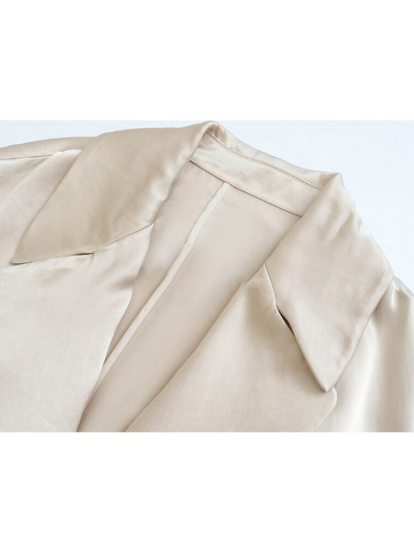 ZACK RAIN Sieviešu zīda satīna mētelis ar jostu, 2022. gada rudens dāmu eleganta, brīva gara jaka, retro stila sieviešu virsdrēbes