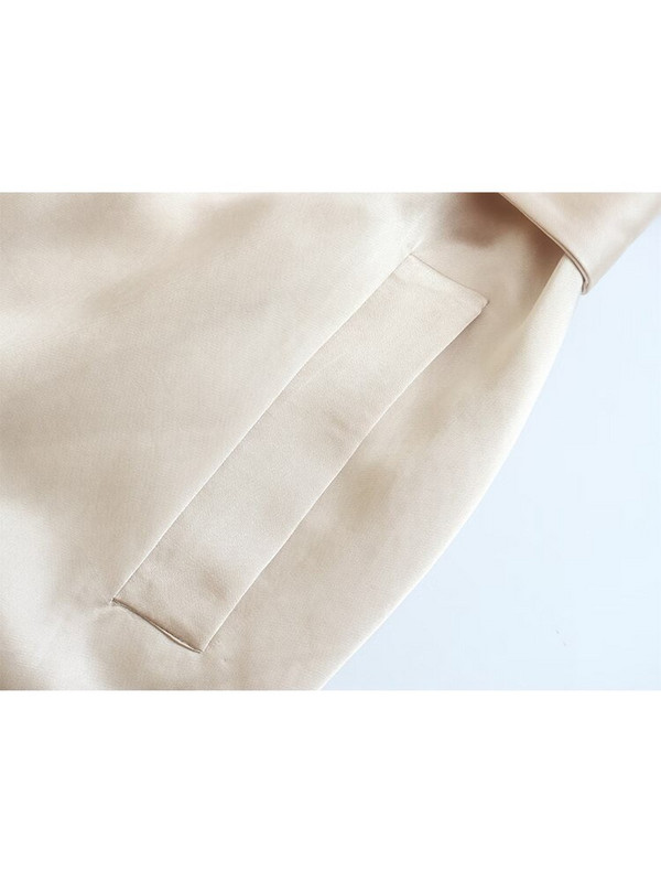 ZACK RAIN Sieviešu zīda satīna mētelis ar jostu, 2022. gada rudens dāmu eleganta, brīva gara jaka, retro stila sieviešu virsdrēbes