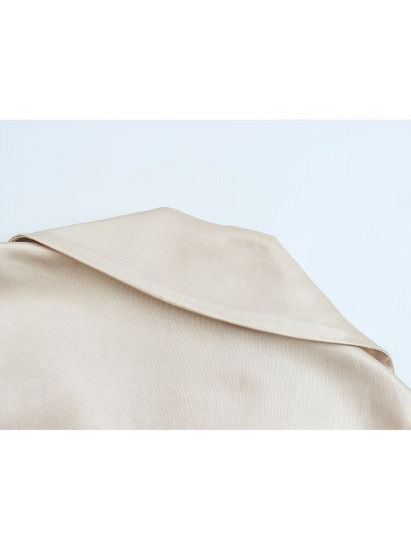 ZACK RAIN Sieviešu zīda satīna mētelis ar jostu, 2022. gada rudens dāmu eleganta, brīva gara jaka, retro stila sieviešu virsdrēbes