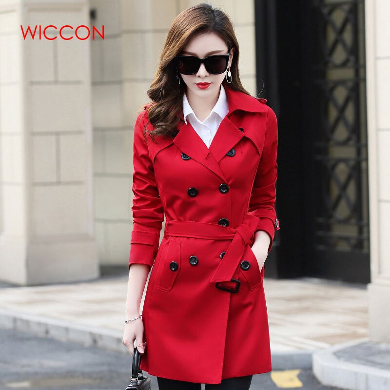 2022. aasta uus kevad-sügis, naiste Korea tuulepluus, naiste suur, pika osaga šikk mantlid, punane khaki must mantel